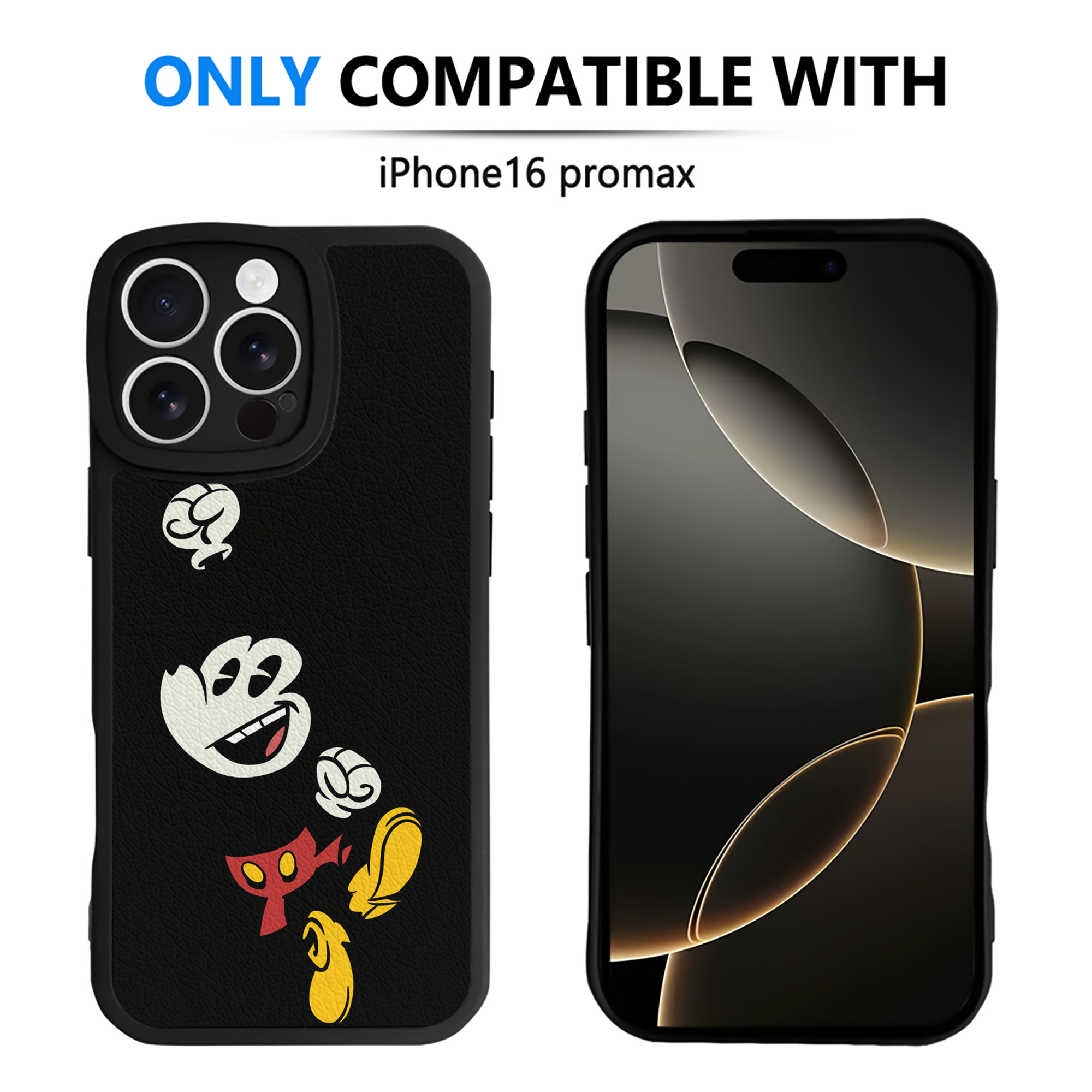 （画像用） ミッキーマウス Mickey Mouse 【iPhone 16シリーズ対応】シリコンスマホケース（レザー調） 材質：シリコン